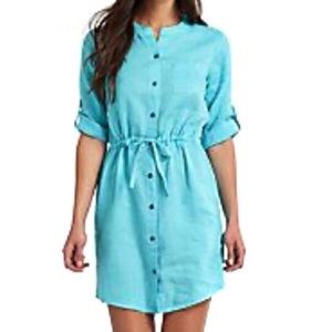 Saks Fifth Avenue Blue Linen Shirt Dress